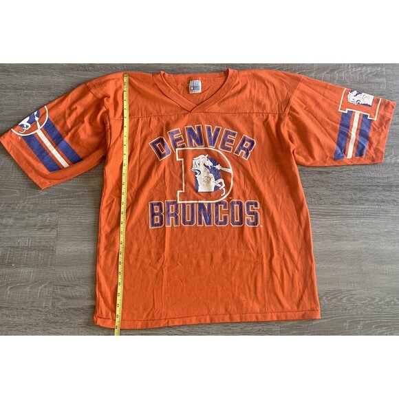 Denver Broncos VTG 80s T Shirt Sz L NFL Football USA Made Mens Single Stitch - Picture 1 of 7